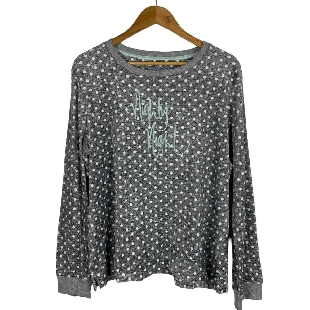 JANE & BLEECKER NIGHTY NIGHT FUZZY POLKA DOT MATCHING PAJAMA PJ SET - Picture 3 of 14